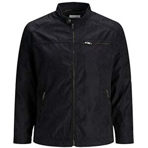 JACK & JONES Herr konstläder jacka plus size Biker Bomber Övergång Blouson Oversize JJEROCKY, färger: svart, storlek jackor: 7XL, svart JACK & JONES Herr konstläder jacka plus size Biker Bomber Övergång Blouson Oversize JJEROCKY, färger: svart, storlek jackor: 7XL, svart