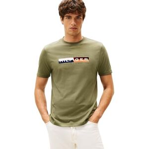Tommy Hilfiger Herr TH färgblock grafisk T-tröja MW0MW40014 S/S t-shirt, grön, S, Grön (slaget grön), S Tommy Hilfiger Herr TH färgblock grafisk T-tröja MW0MW40014 S/S t-shirt, grön, S, Grön (slaget grön), S