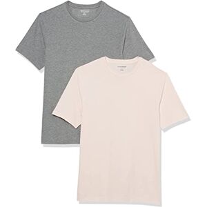 Amazon Essentials Herr Slim-Fit kortärmad T-shirt med rund hals, 2-pack, grå ljung/ljusrosa, Large Amazon Essentials Herr Slim-Fit kortärmad T-shirt med rund hals, 2-pack, grå ljung/ljusrosa, Large