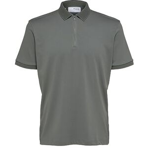 SELECTED HOMME SELETED HOMME Slhfave Zip Ss pikétröja för män, agave grön, L SELECTED HOMME SELETED HOMME Slhfave Zip Ss pikétröja för män, agave grön, L