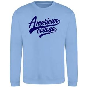 AMERICAN COLLEGE USA Tröja tröja med tryck varma kläder blandade män och kvinnor casual modell ACSCRW1 himmelsblå XS, turkos, XS AMERICAN COLLEGE USA Tröja tröja med tryck varma kläder blandade män och kvinnor casual modell ACSCRW1 himmelsblå XS, turkos, XS