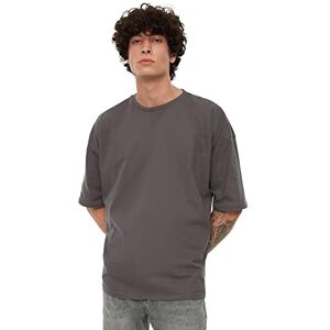 Trendyol Herr antracit-herr basic 100% bomull rund krage oversize kortärmad t-shirt, antracit, extra stor Trendyol Herr antracit-herr basic 100% bomull rund krage oversize kortärmad t-shirt, antracit, extra stor
