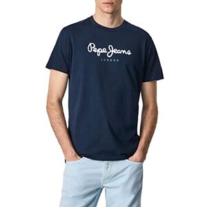 Pepe Jeans London Eggo N Herr Regular Fit T-shirt, 100 % bomull Crew Neck kortärmad tröja med bröstlogotyp, Marinblå Pepe Jeans London Eggo N Herr Regular Fit T-shirt, 100 % bomull Crew Neck kortärmad tröja med bröstlogotyp, Marinblå