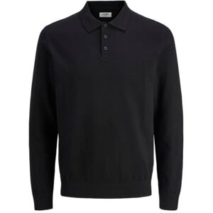 JJ REBEL Jrebcallum Knit Polo Neck Ls, svart, L JJ REBEL Jrebcallum Knit Polo Neck Ls, svart, L