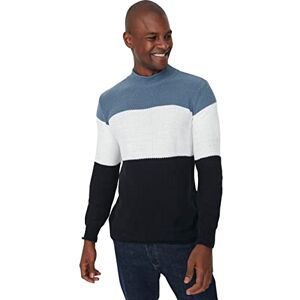 Trendyol Herr nedfällbar krage färgblock smal tröja sweatshirt, Indigo, XL, Indigo, XL Trendyol Herr nedfällbar krage färgblock smal tröja sweatshirt, Indigo, XL, Indigo, XL