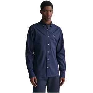 GANT Slim Poplin skjorta för män, blå, XXL GANT Slim Poplin skjorta för män, blå, XXL
