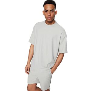 Trendyol Man Oversize Basic rundhalsad stickad t-shirt, grå, XL, Grått, XL Trendyol Man Oversize Basic rundhalsad stickad t-shirt, grå, XL, Grått, XL