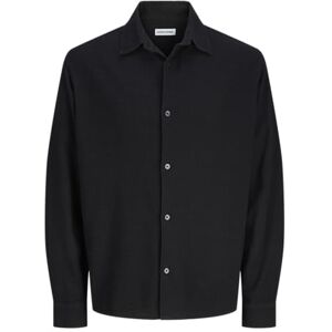 JACK & JONES Jjleo Jacquard Shirt Ls, svart, XL JACK & JONES Jjleo Jacquard Shirt Ls, svart, XL