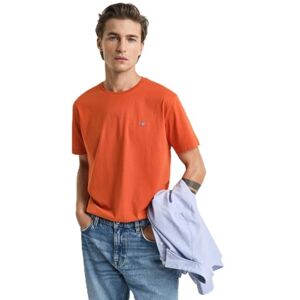 GANT Reg Shield Ss T-shirt för män, Djuporange, L GANT Reg Shield Ss T-shirt för män, Djuporange, L