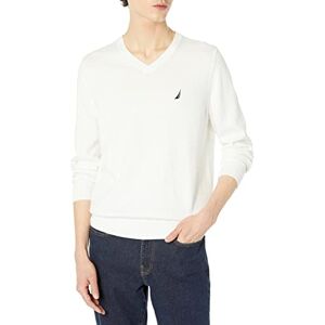 Nautica Herr klassisk passform mjuk lätt tröja v-ringad tröja pullover, Marshmallow, M Nautica Herr klassisk passform mjuk lätt tröja v-ringad tröja pullover, Marshmallow, M