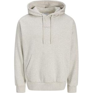 JACK & JONES Jjkenji Sweat Hood, Vit melange, M JACK & JONES Jjkenji Sweat Hood, Vit melange, M