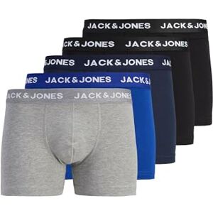 JACK & JONES Mäns basic vanligt elastiskt midjeband 5-pack flerfärgade trunkar, Svart/detalj: svart – Navy Blazer – Surf The Web – Lgm, M JACK & JONES Mäns basic vanligt elastiskt midjeband 5-pack flerfärgade trunkar, Svart/detalj: svart – Navy Blazer – Surf The Web – Lgm, M