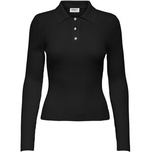 ONLY Onlelisa L/S Rib Polo Ex KNT, svart, S ONLY Onlelisa L/S Rib Polo Ex KNT, svart, S