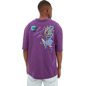 Trendyol Trendyl män avslappnad passform tryckt kortärmad t-shirt, lila, S Trendyol Trendyl män avslappnad passform tryckt kortärmad t-shirt, lila, S