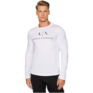 Giorgio Armani A X Långärmad T-shirt med rund hals för män, Vitt, XL Giorgio Armani A X Långärmad T-shirt med rund hals för män, Vitt, XL