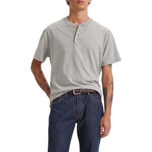 Levi's Kortärmad knapp Henley-skjorta för män, Mellanton grå värme, S Levi's Kortärmad knapp Henley-skjorta för män, Mellanton grå värme, S