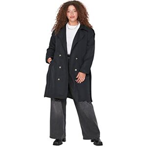 Trendyol Plus Size Trench Coat – Brun – Dubbelbröst, Schwarz, 44 Trendyol Plus Size Trench Coat – Brun – Dubbelbröst, Schwarz, 44