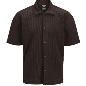 JACK & JONES Jcointerlude Plisse Shirt Ss, Choklad tårta, L JACK & JONES Jcointerlude Plisse Shirt Ss, Choklad tårta, L