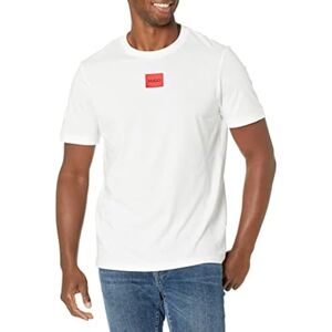 HUGO Herr ribbad rund hals normal passform center logo T-shirt, Kritvit, L HUGO Herr ribbad rund hals normal passform center logo T-shirt, Kritvit, L