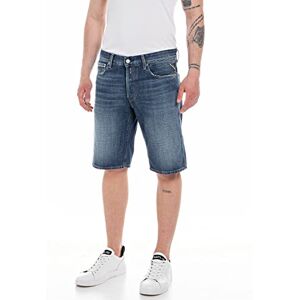 Replay herrjeans shorts straight-fit grover rak passform av 100% bomull, 007 mörkblå, 30W Replay herrjeans shorts straight-fit grover rak passform av 100% bomull, 007 mörkblå, 30W