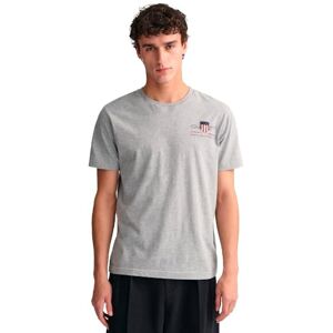 GANT Herr Reg Archive Shield Emb Ss T-shirt, Grå melange, S GANT Herr Reg Archive Shield Emb Ss T-shirt, Grå melange, S
