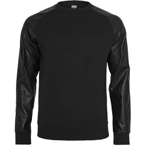 Urban Classics Herr Raglan läderimitation Crew tröja, Svart (Blk/Blk 00017), S Urban Classics Herr Raglan läderimitation Crew tröja, Svart (Blk/Blk 00017), S