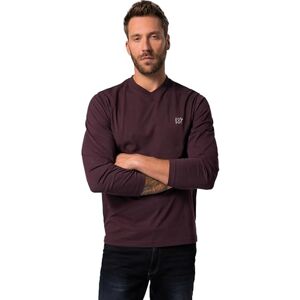 JP 1880 , män, stora storlekar, t-shirt, basic, långärmad, V-hals, tryck, aubergine, XXL JP 1880 , män, stora storlekar, t-shirt, basic, långärmad, V-hals, tryck, aubergine, XXL