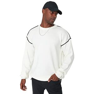 Trendyol Herr rund hals enfärgad överdimensionerad tröja sweatshirt, Ecru, M, Ecru, M Trendyol Herr rund hals enfärgad överdimensionerad tröja sweatshirt, Ecru, M, Ecru, M