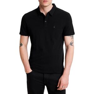 John Varvatos Herr Victor kortärmad slub bomull piké med fredstecken broderad skjorta, Svart, XL John Varvatos Herr Victor kortärmad slub bomull piké med fredstecken broderad skjorta, Svart, XL