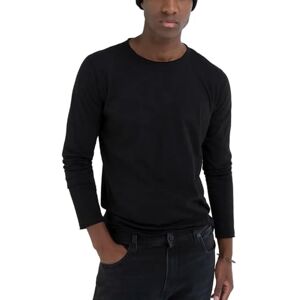 Replay herr basic långärmad normal passform med rund hals, 098 svart, L Replay herr basic långärmad normal passform med rund hals, 098 svart, L