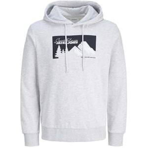 JACK & JONES Jjsun Sweat Hood, Vit melange, S JACK & JONES Jjsun Sweat Hood, Vit melange, S