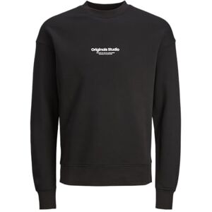 JACK & JONES Sweatshirt för män med rund hals tryckt tröja med rund hals, svart, XS JACK & JONES Sweatshirt för män med rund hals tryckt tröja med rund hals, svart, XS