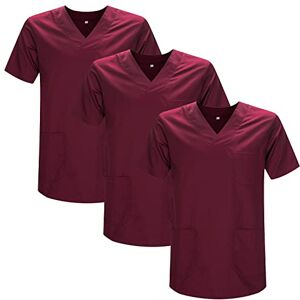 MISEMIYA – 3-pack Sanitär Casaca unisex sanitära uniformer sanitär uniform medicinisk uniform – ref. 817 x 3, Granat 21, XXL MISEMIYA – 3-pack Sanitär Casaca unisex sanitära uniformer sanitär uniform medicinisk uniform – ref. 817 x 3, Granat 21, XXL
