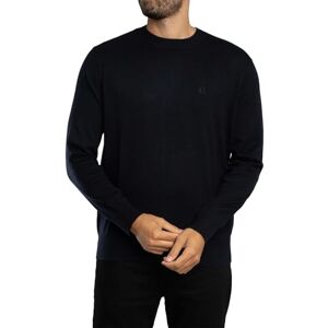 Giorgio Armani Icon Project, broderad logotyp pullover tröja, Djup marinblå, M Giorgio Armani Icon Project, broderad logotyp pullover tröja, Djup marinblå, M