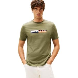 Tommy Hilfiger Herr TH färgblock grafisk T-tröja MW0MW40014 S/S t-shirt, grön, XL, Grön (slaget grön), XL Tommy Hilfiger Herr TH färgblock grafisk T-tröja MW0MW40014 S/S t-shirt, grön, XL, Grön (slaget grön), XL