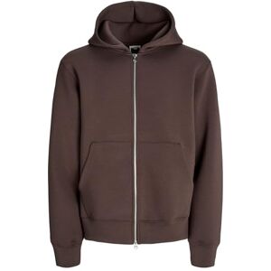 JACK & JONES Jcocover Scuba Sweat Zip Hood Noos, Försegling brun, XS JACK & JONES Jcocover Scuba Sweat Zip Hood Noos, Försegling brun, XS