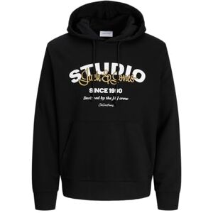 JACK & JONES Jjyuki Sweat Hood Bf, svart, XS JACK & JONES Jjyuki Sweat Hood Bf, svart, XS