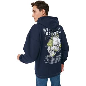 Trendyol herr motto långa ärmar plus size tröjor, marinblå, M Stor Trendyol herr motto långa ärmar plus size tröjor, marinblå, M Stor