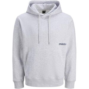 JACK & JONES Jcounion Minimal Print Sweat Hood, Vit melange, S JACK & JONES Jcounion Minimal Print Sweat Hood, Vit melange, S