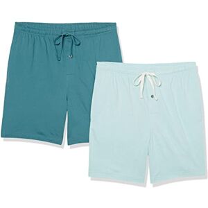 Amazon Essentials bomullspyjamasshorts för män, paket med 2, mörk turkos grön/isblå, medium Amazon Essentials bomullspyjamasshorts för män, paket med 2, mörk turkos grön/isblå, medium