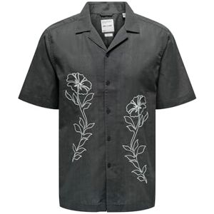 Only & Sons Onsgali Rlx Resort Ss Emb Shirt, Grå kritstreck, XL Only & Sons Onsgali Rlx Resort Ss Emb Shirt, Grå kritstreck, XL