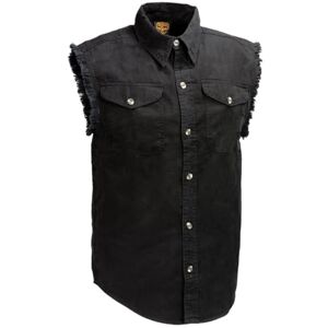 Milwaukee läder DM1002 herr svart lätt denimskjorta med sliten avskuren ärmlös – 3X-Large Milwaukee läder DM1002 herr svart lätt denimskjorta med sliten avskuren ärmlös – 3X-Large