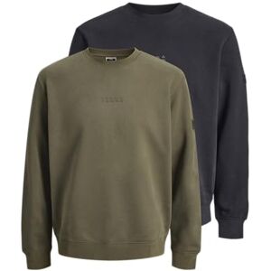 JACK & JONES Jcopoint Sweat Badge Crew Neck Bf 2Pk Mp, svart, M JACK & JONES Jcopoint Sweat Badge Crew Neck Bf 2Pk Mp, svart, M