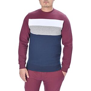 M17 Klassisk herrtröja med crew neck-skurning med färgblock, randig, sweatshirt, ledig pullover, långärmad tröja, Vinröd, M M17 Klassisk herrtröja med crew neck-skurning med färgblock, randig, sweatshirt, ledig pullover, långärmad tröja, Vinröd, M