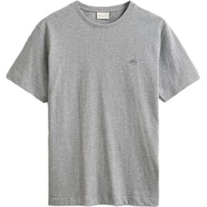 GANT Reg Shield Ss T-shirt för män, Grå melange, 5XL GANT Reg Shield Ss T-shirt för män, Grå melange, 5XL