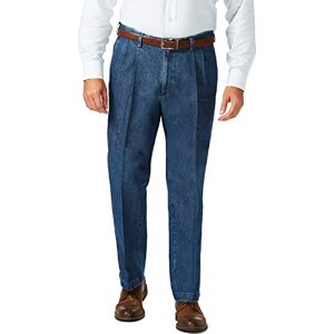 Haggar herr B&t Stretch denim expanderbar klassisk passform veckad frambyxa ledig, Medium Blå, 44W x 29L Haggar herr B&t Stretch denim expanderbar klassisk passform veckad frambyxa ledig, Medium Blå, 44W x 29L
