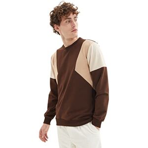 Trendyol Herr rund hals färgblock vanlig sweatshirt, brun, S, Brun, S Trendyol Herr rund hals färgblock vanlig sweatshirt, brun, S, Brun, S