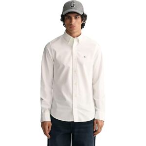 GANT Slim Oxford-skjorta för män, klassisk skjorta, vit, standard, Vit, S GANT Slim Oxford-skjorta för män, klassisk skjorta, vit, standard, Vit, S