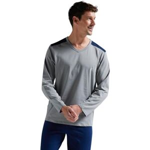 Athena Lång pyjamas för män, Ecopack 100% andningsbar bomull jersey långärmad T-shirt + byxor Oeko-TEX® etikett standard 100, Grå/Marinblå, XL Athena Lång pyjamas för män, Ecopack 100% andningsbar bomull jersey långärmad T-shirt + byxor Oeko-TEX® etikett standard 100, Grå/Marinblå, XL