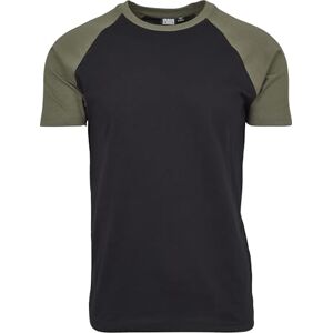 Urban Classics Raglan Contrast T-shirt herr T-shirt vit svart vanlig, Svart/grön (oliv), XXL Urban Classics Raglan Contrast T-shirt herr T-shirt vit svart vanlig, Svart/grön (oliv), XXL